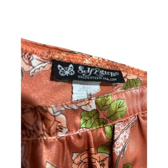 VINTAGE Self Esteem Y2K Floral Satin Cami Pink Rose Print Adjustable Straps - Picture 3 of 7